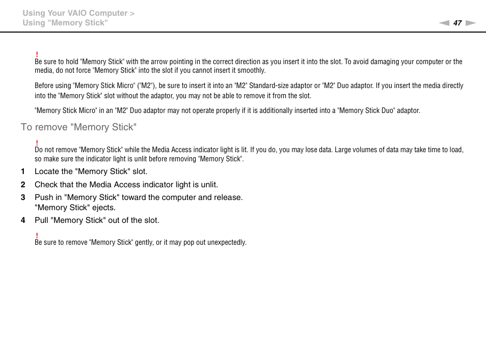 Sony VAIO VGN-FW User Manual | Page 47 / 159