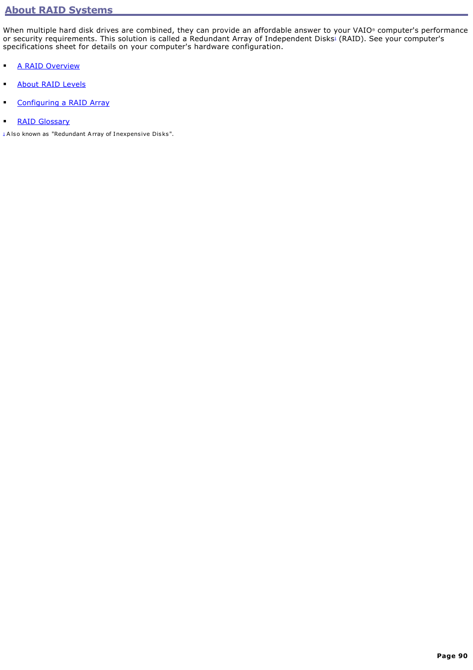 About raid systems | Sony VGCRA830 User Manual | Page 90 / 164