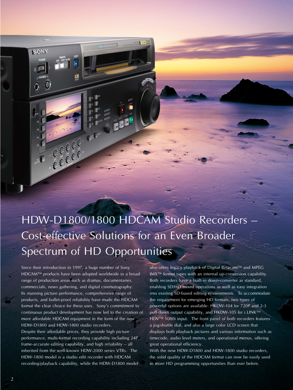 Sony HDW-D1800 User Manual | Page 2 / 8