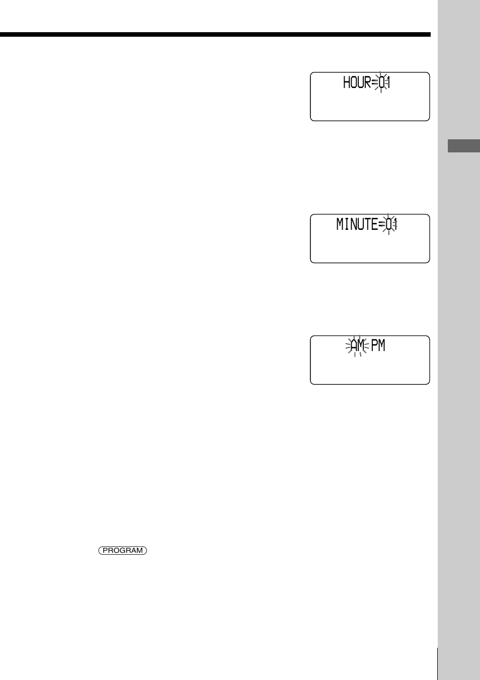 Hour=01 minute=01 am pm | Sony IT-M804 User Manual | Page 23 / 80