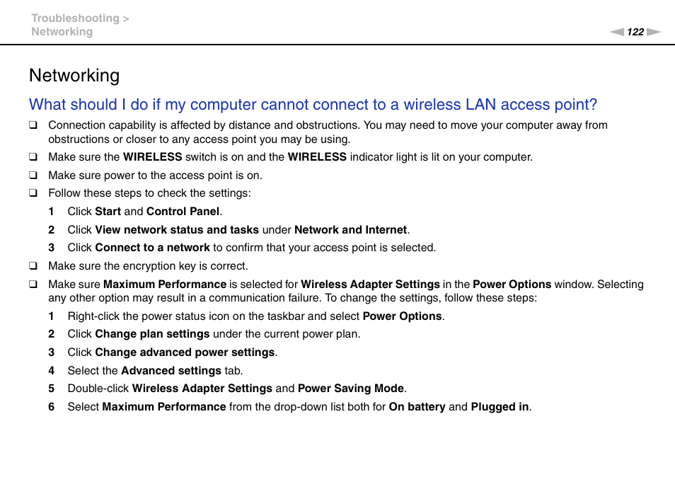 Networking | Sony VAIO VGN-NS300 User Manual | Page 122 / 146