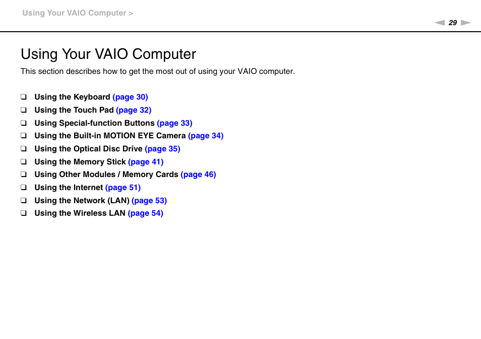 Using your vaio computer | Sony VAIO VGN-NS300 User Manual | Page 29 / 146