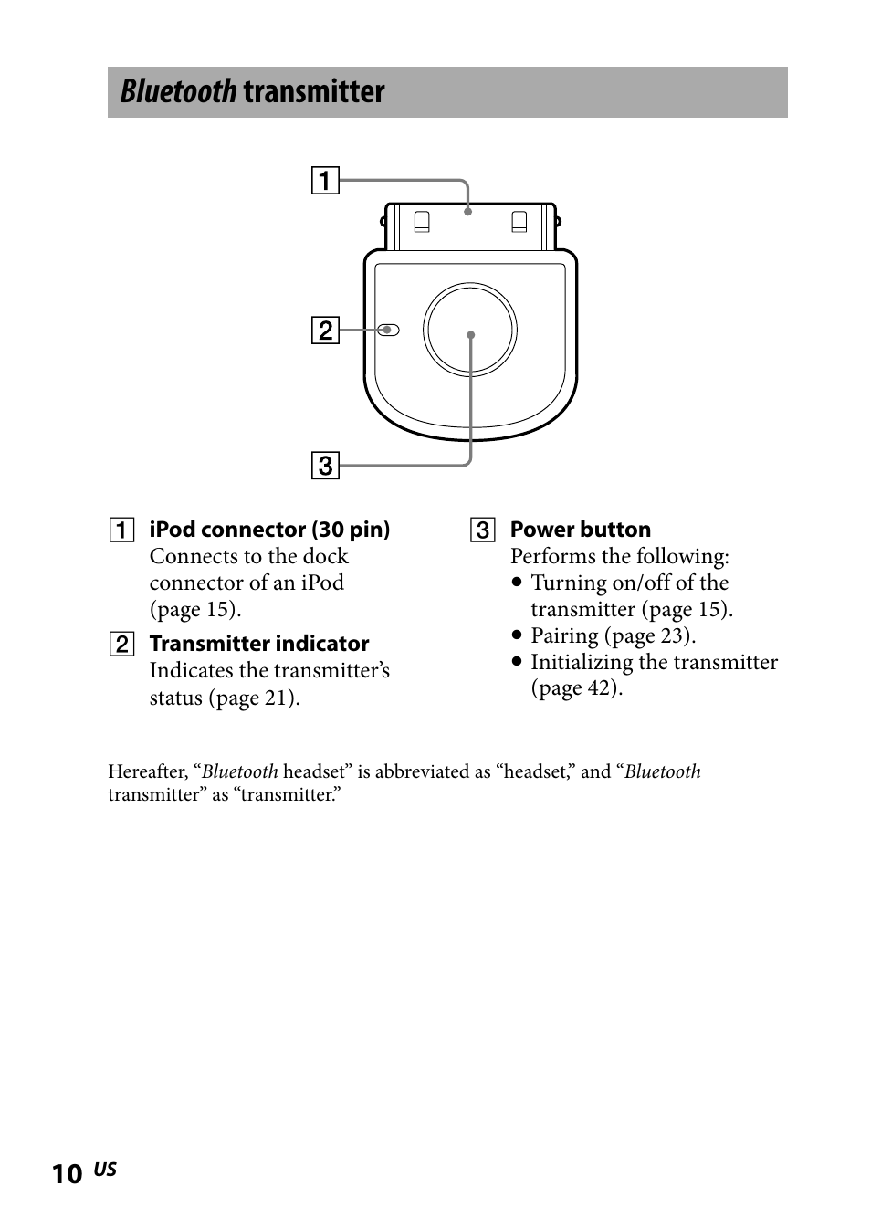 Bluetooth transmitter | Sony DR-BT101IK User Manual | Page 10 / 92