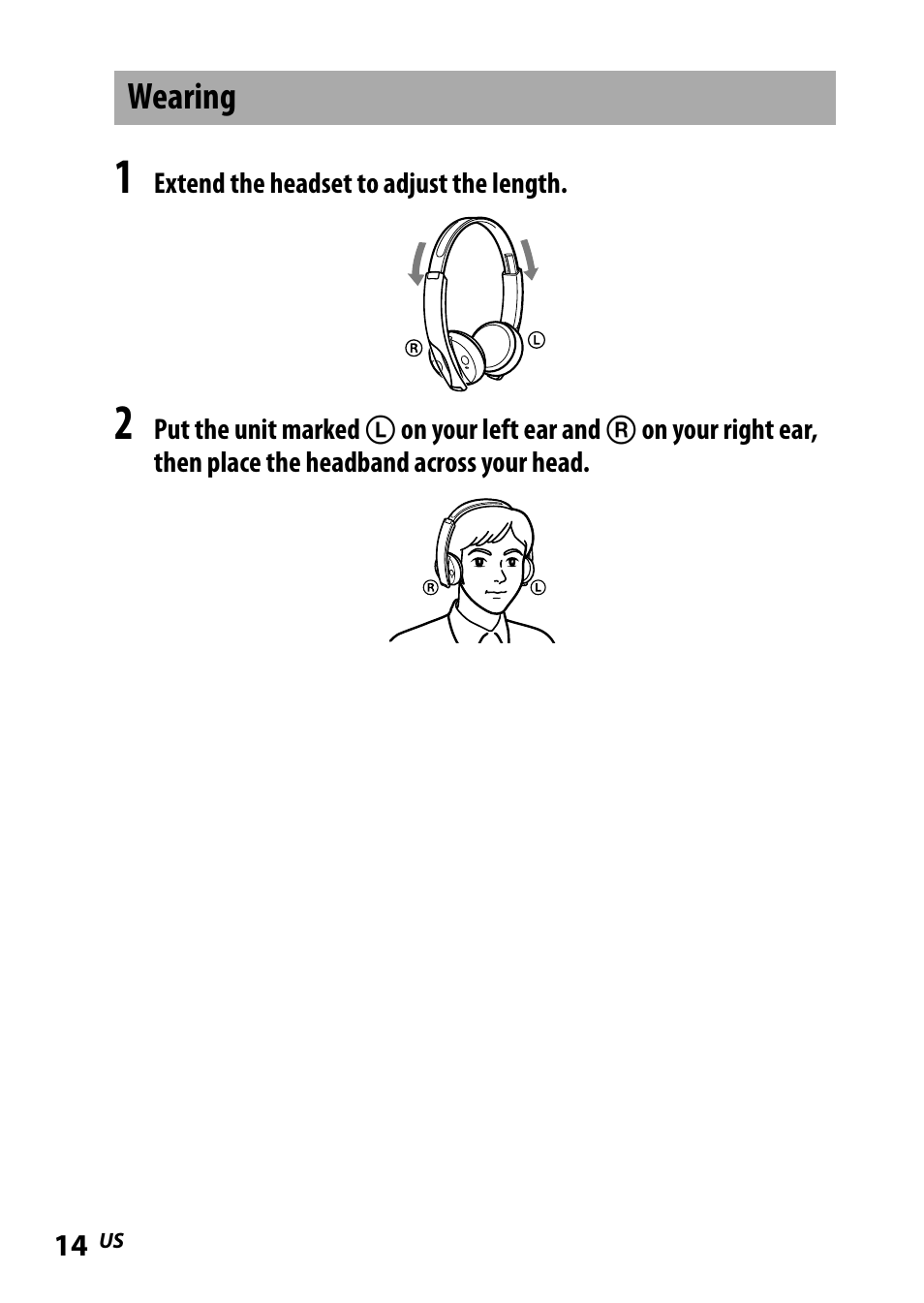 Wearing | Sony DR-BT101IK User Manual | Page 14 / 92