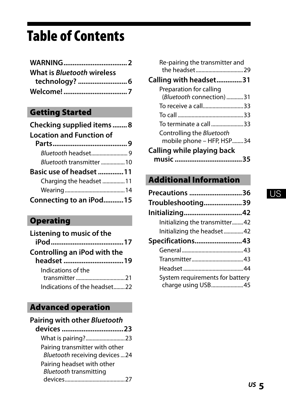 Sony DR-BT101IK User Manual | Page 5 / 92
