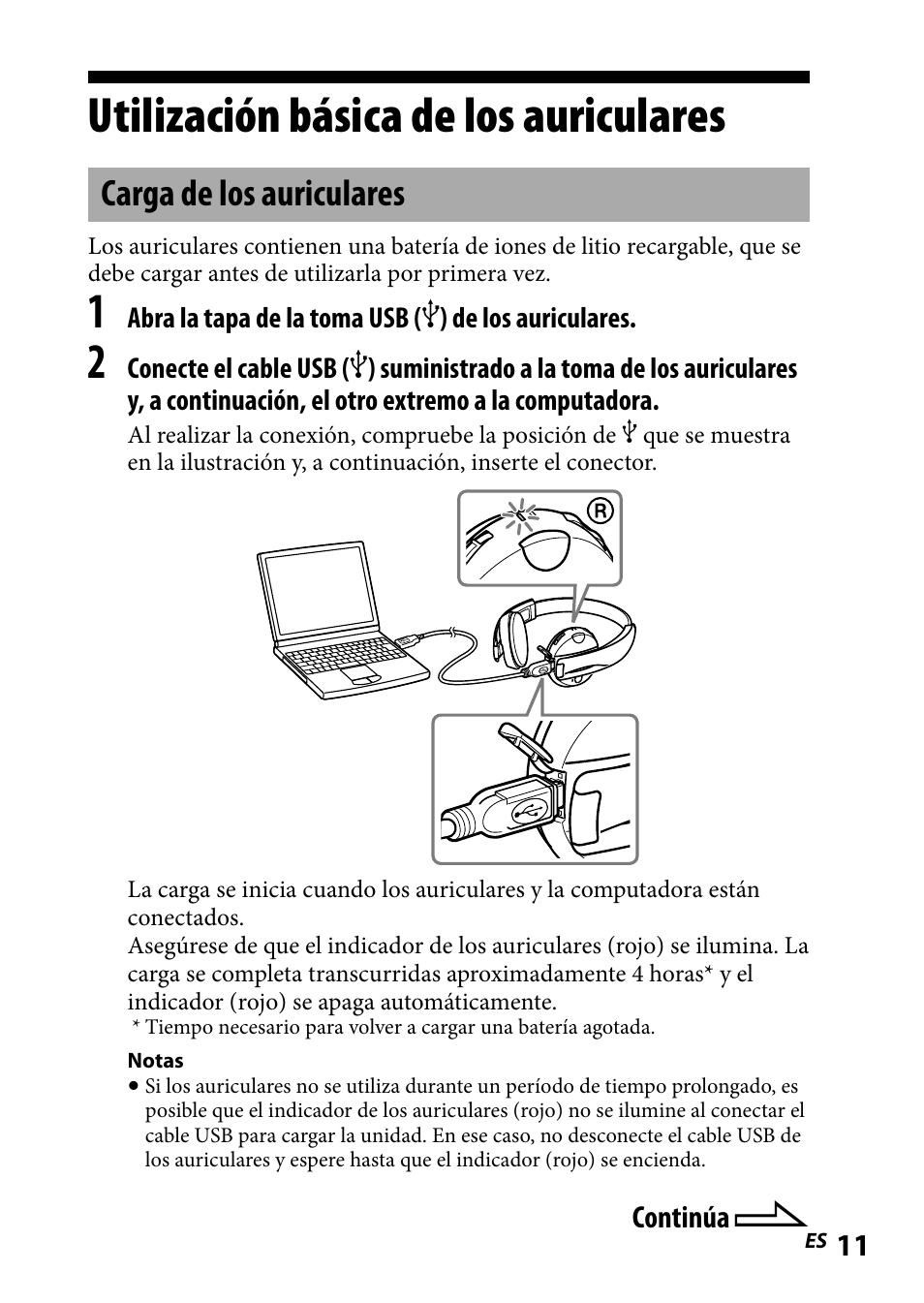 Utilización básica de los auriculares, Carga de los auriculares, Utilización.básica.de.los | Auriculares | Sony DR-BT101IK User Manual | Page 55 / 92