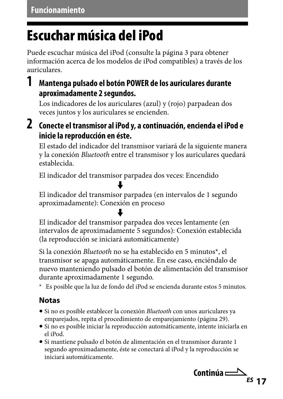 Funcionamiento, Escuchar música del ipod, Escuchar.música.del.ipod | Sony DR-BT101IK User Manual | Page 61 / 92