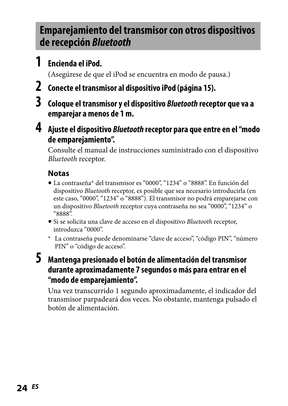 Emparejamiento del transmisor, Con otros dispositivos de, Recepción bluetooth | Sony DR-BT101IK User Manual | Page 68 / 92