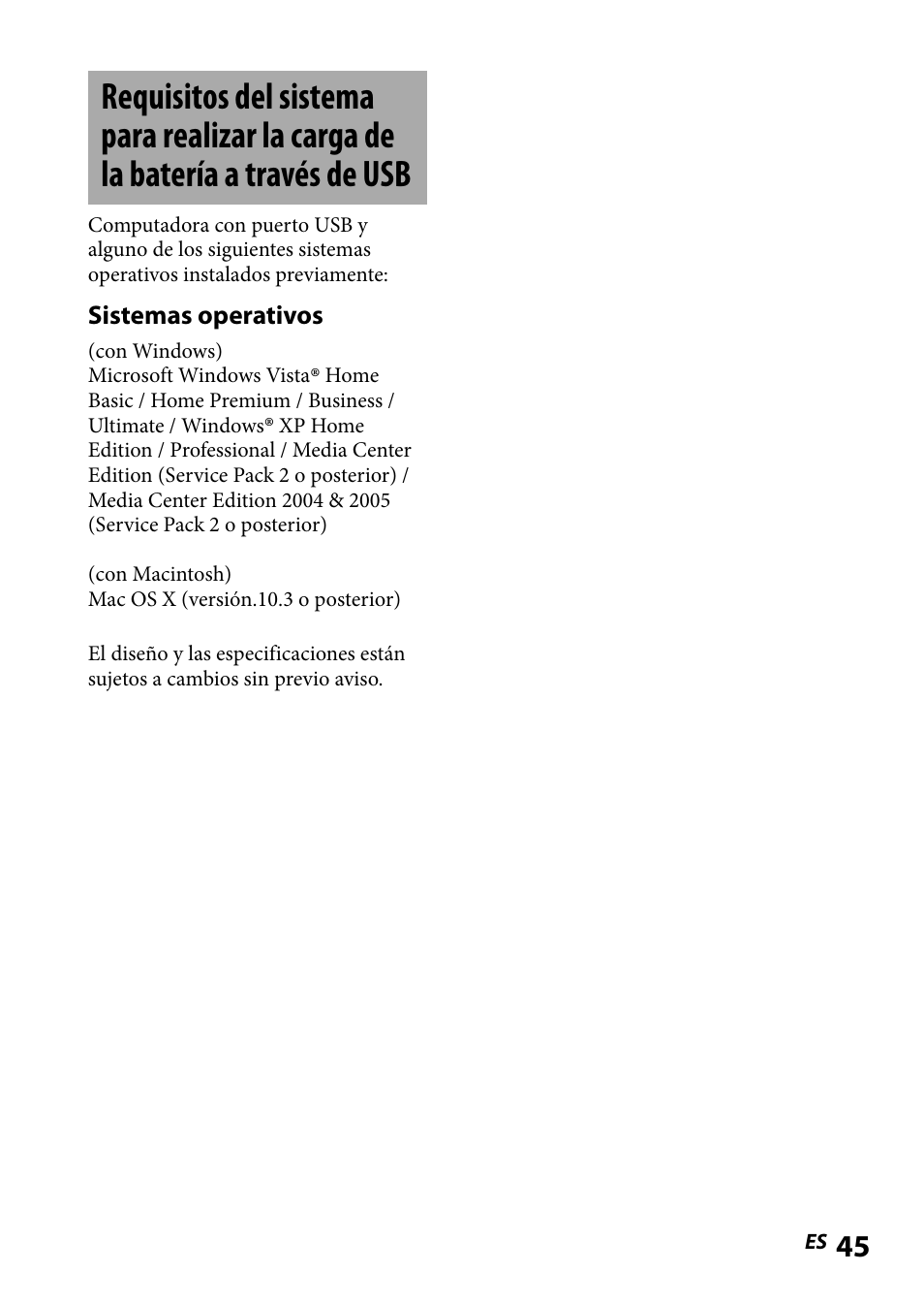 Requisitos del sistema para, Realizar la carga de la batería a, Través de usb | Sony DR-BT101IK User Manual | Page 89 / 92