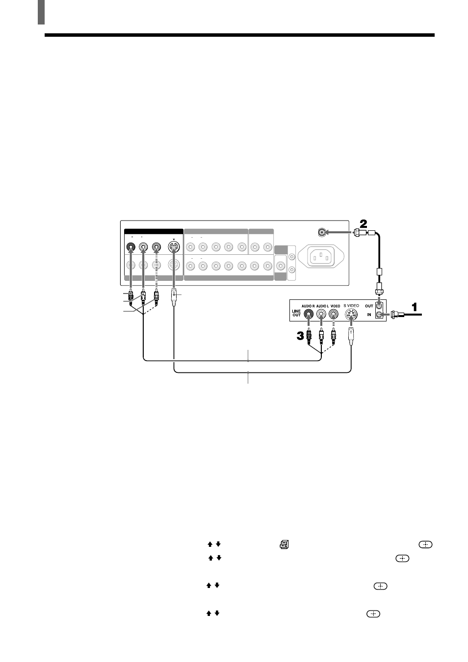 Conexión de una videograbadora y cable, Oprima menu, Oprima menu para salir de la pantalla del menú | Sony WEGA KZ 42TS1 User Manual | Page 124 / 176