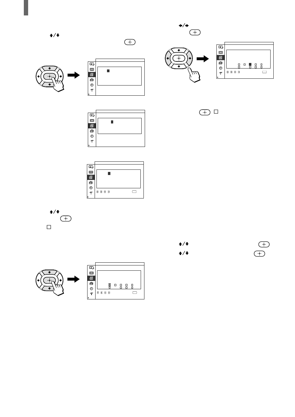 Press v/v to select “unrated,” then press, Press v/v to select “block,” then press, Press menu to exit the menu screen | Adjusting your setup, French rating, English rating, U.s.a. rating | Sony WEGA KZ 42TS1 User Manual | Page 44 / 176