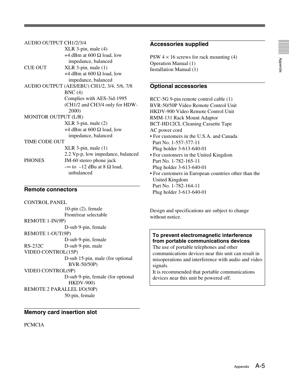 Sony HDW-M2000 User Manual | Page 137 / 142