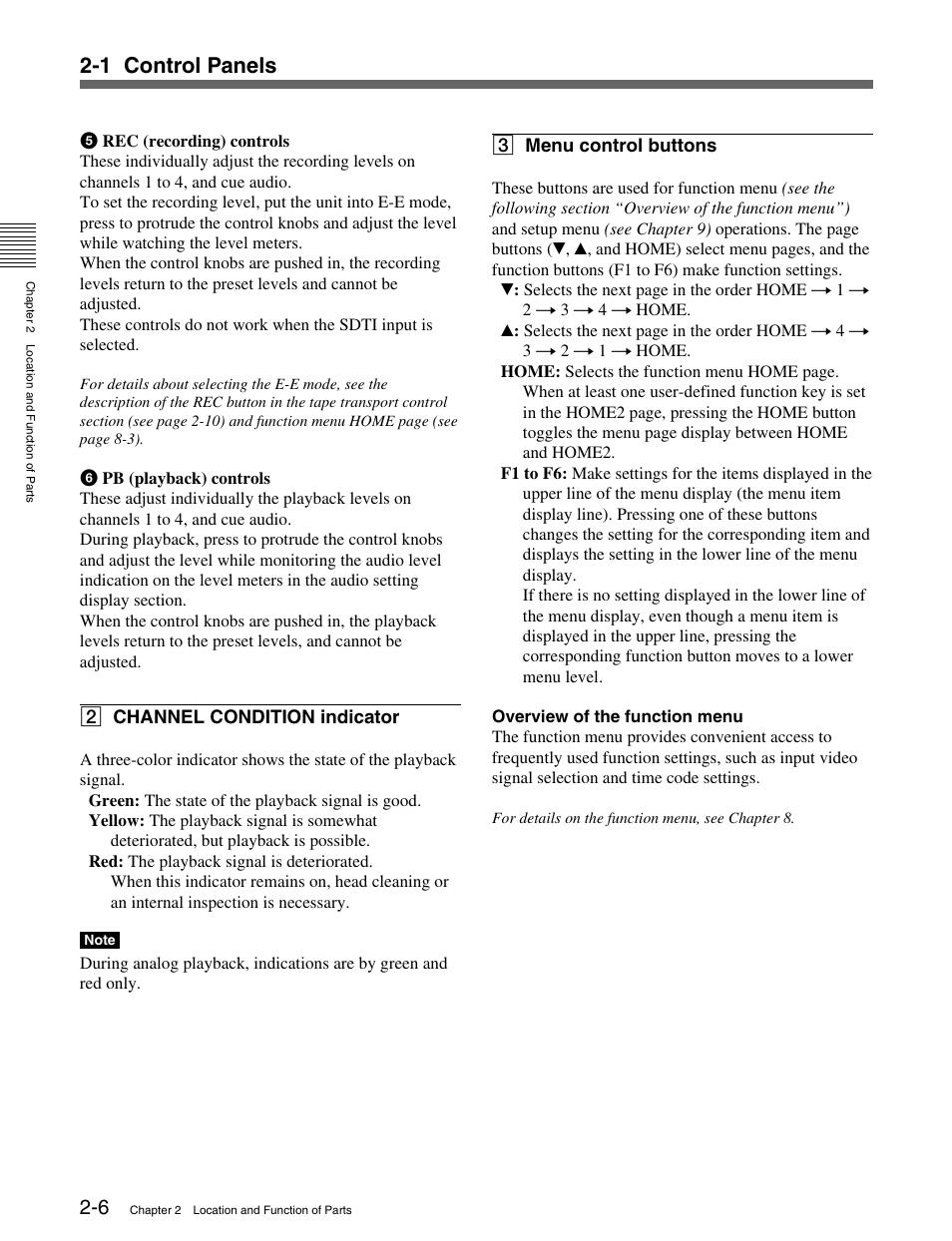 1 control panels | Sony HDW-M2000 User Manual | Page 16 / 142