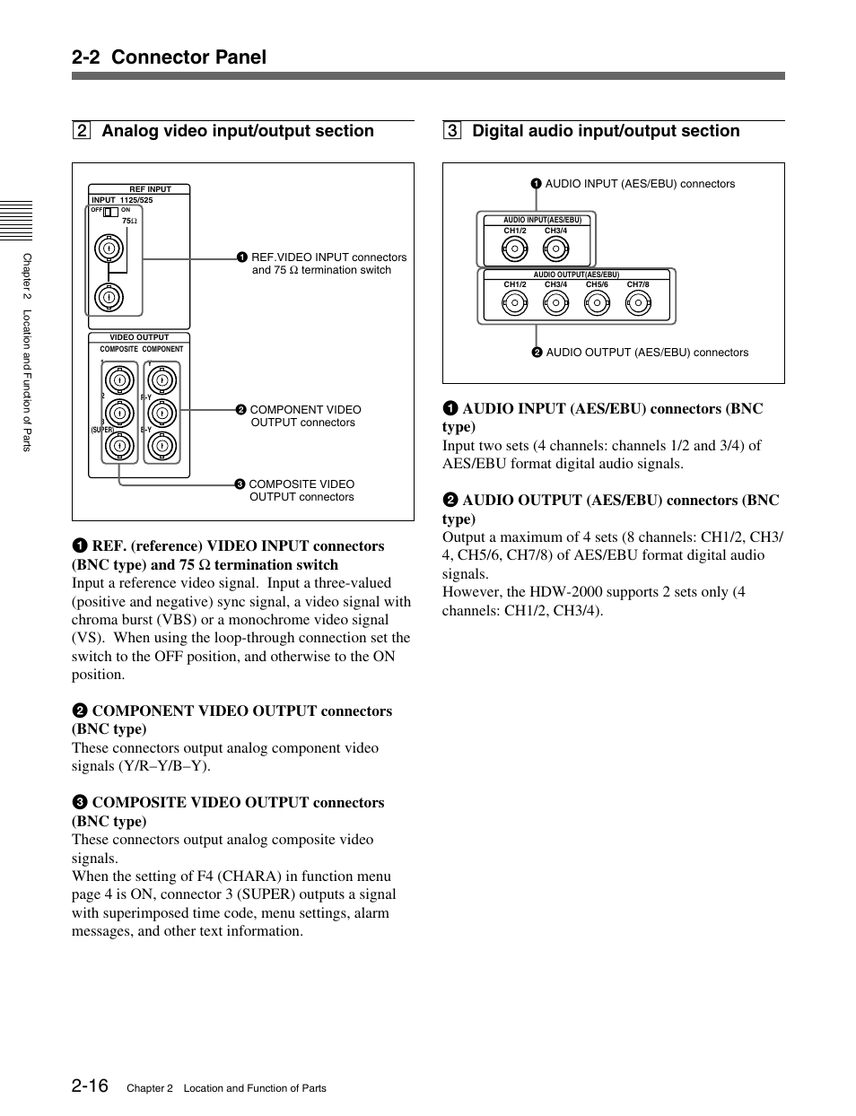 2 connector panel | Sony HDW-M2000 User Manual | Page 26 / 142