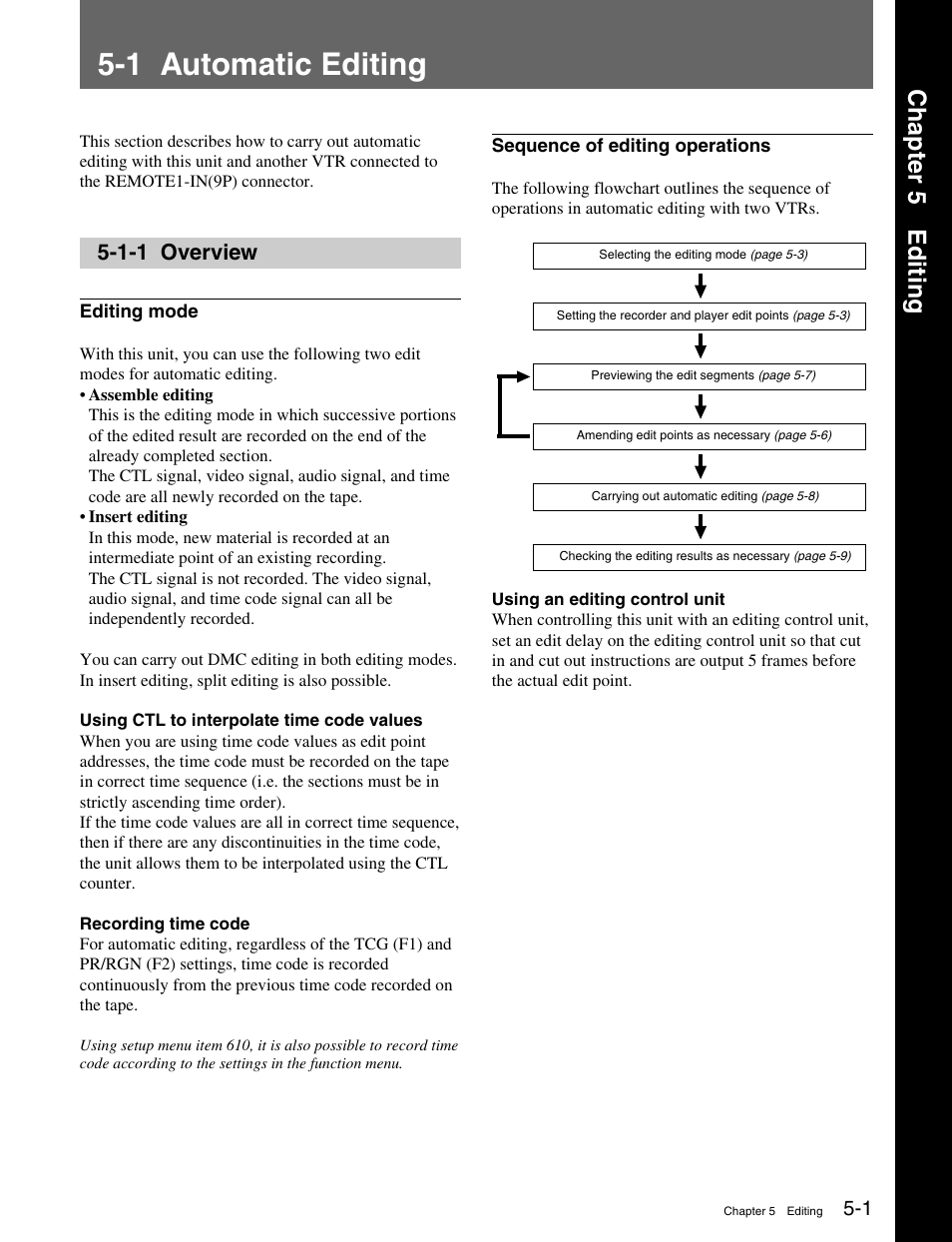 Chapter 5 editing, 1 automatic editing, 1-1 overview | Sony HDW-M2000 User Manual | Page 53 / 142
