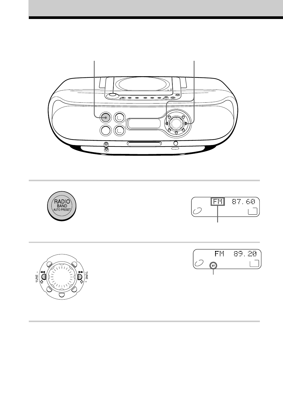 Listening to the radio | Sony ZS-M30 User Manual | Page 10 / 108