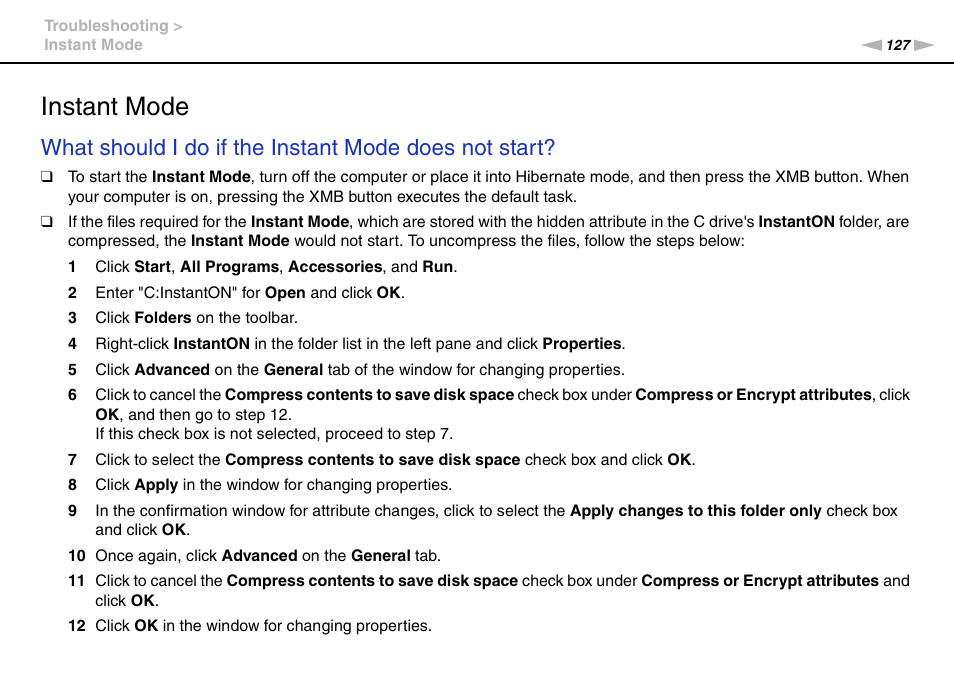 Instant mode | Sony VAIO VGN-P User Manual | Page 127 / 155