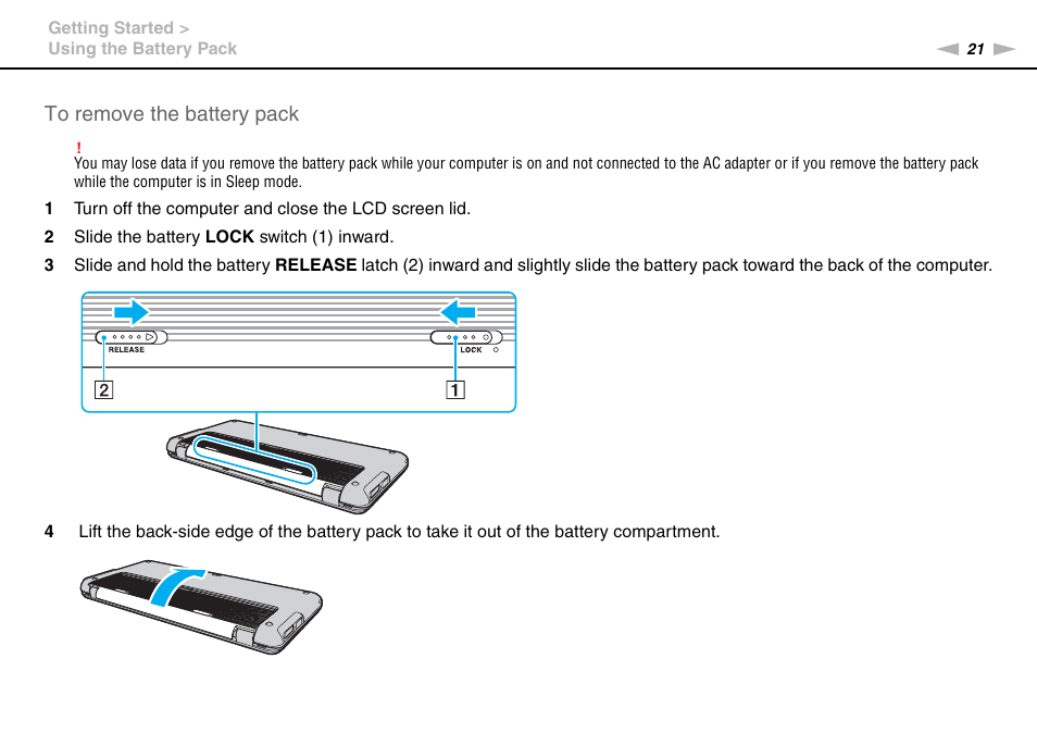 Sony VAIO VGN-P User Manual | Page 21 / 155