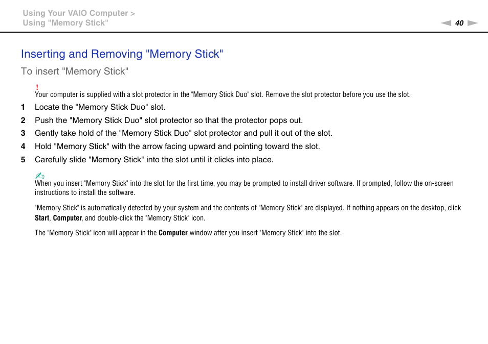 Sony VAIO VGN-P User Manual | Page 40 / 155