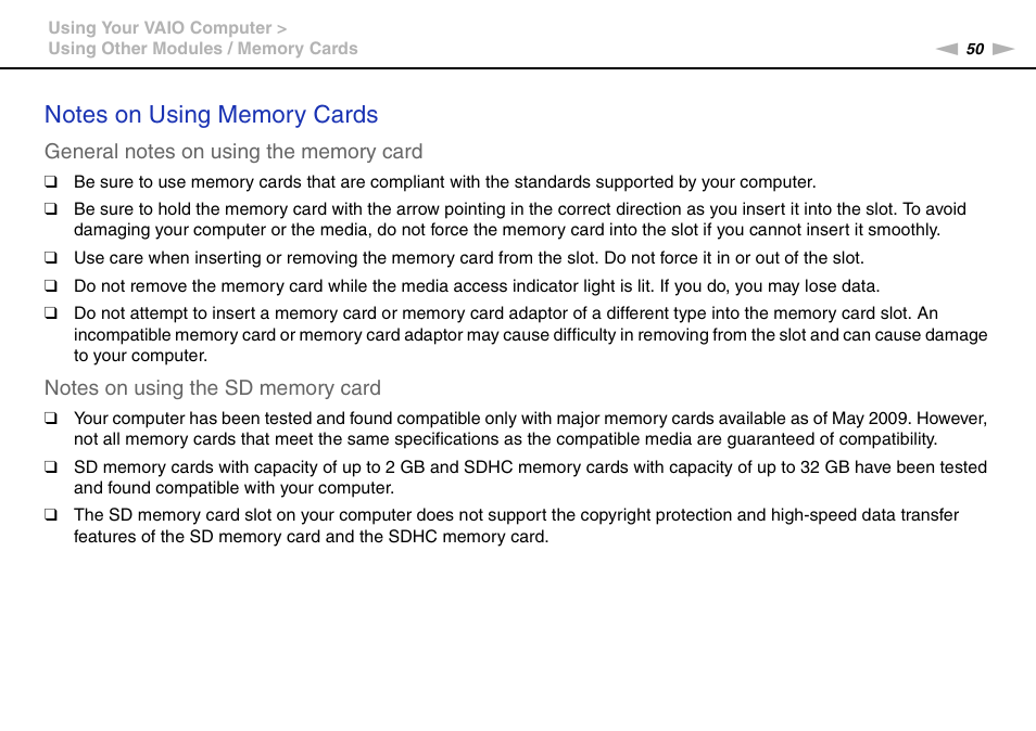 Sony VAIO VGN-P User Manual | Page 50 / 155