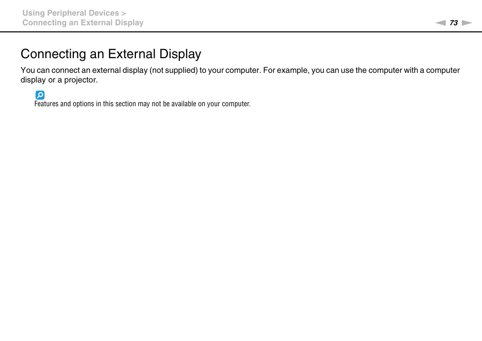Connecting an external display | Sony VAIO VGN-P User Manual | Page 73 / 155
