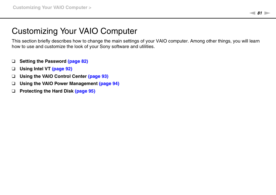 Customizing your vaio computer | Sony VAIO VGN-P User Manual | Page 81 / 155