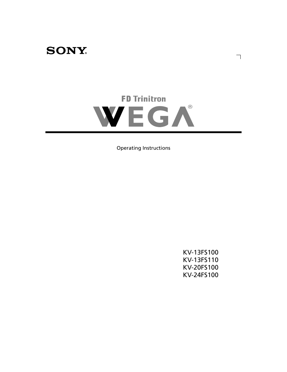 Sony WEGA KV-13FS100 User Manual | 48 pages