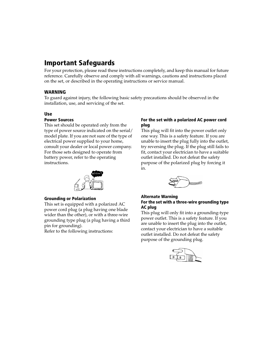 Important safeguards | Sony WEGA KV-13FS100 User Manual | Page 5 / 48