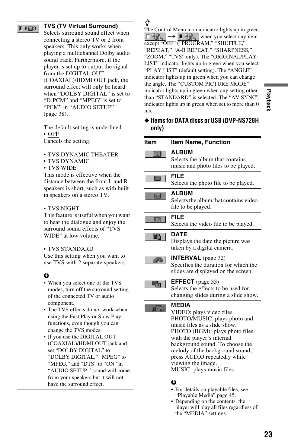 Sony DVP-NS728H User Manual | Page 23 / 52