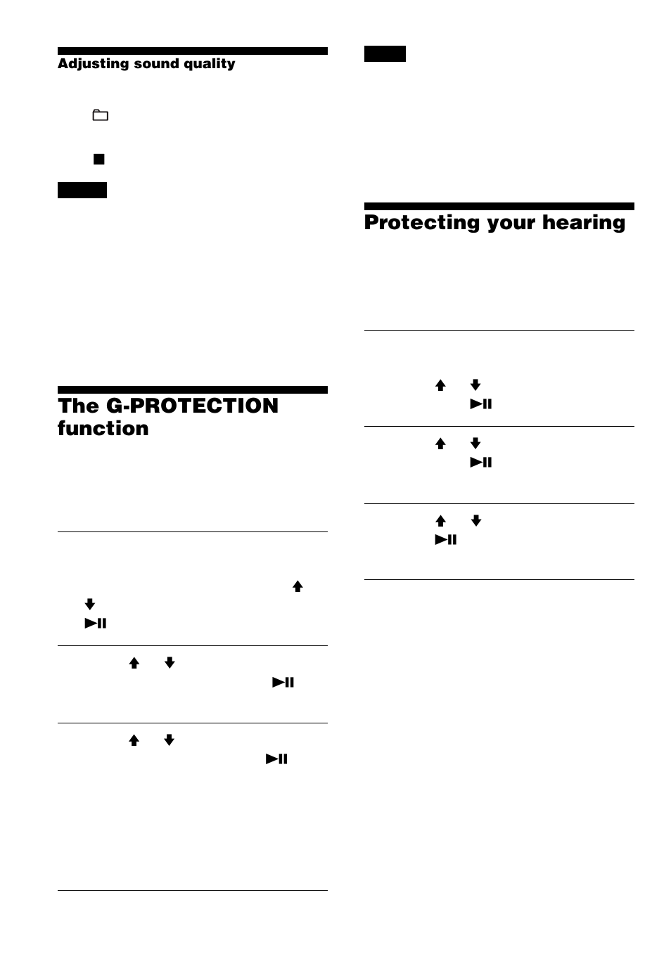 The g-protection function, Protecting your hearing (avls), Protecting your hearing | Sony D-NF400/NF401 User Manual | Page 22 / 40
