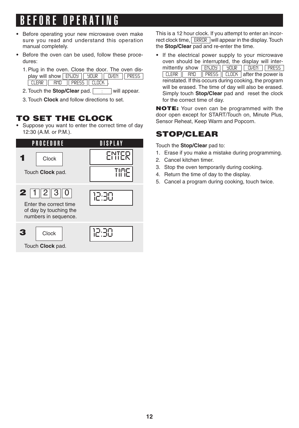 Enter, Time, Stop/clear | Sony R1880L User Manual | Page 12 / 32
