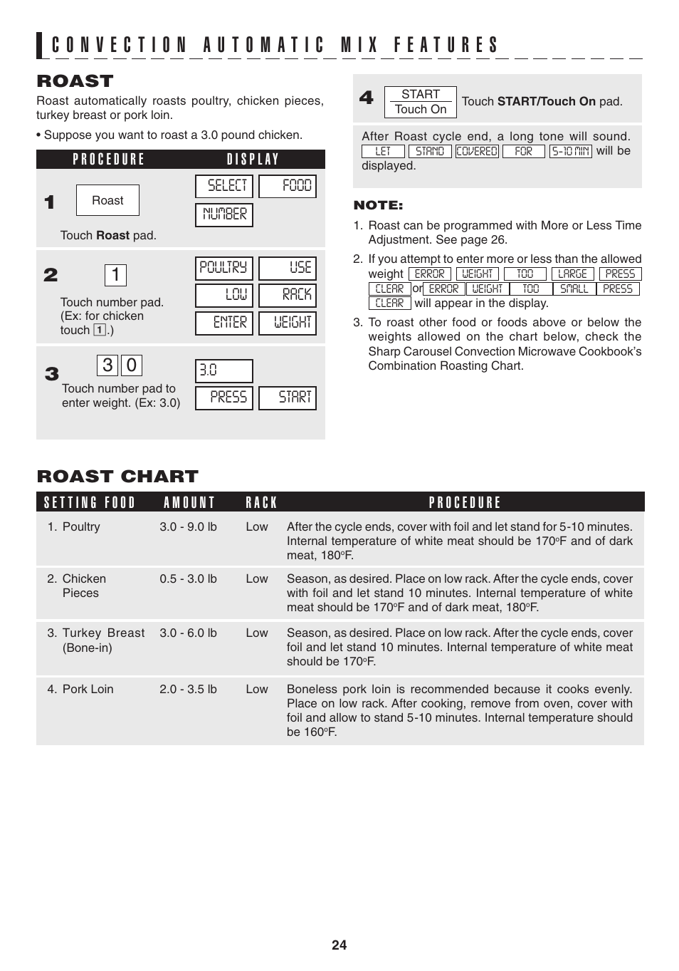Roast, Roast chart, R a c k | Sony R1880L User Manual | Page 24 / 32