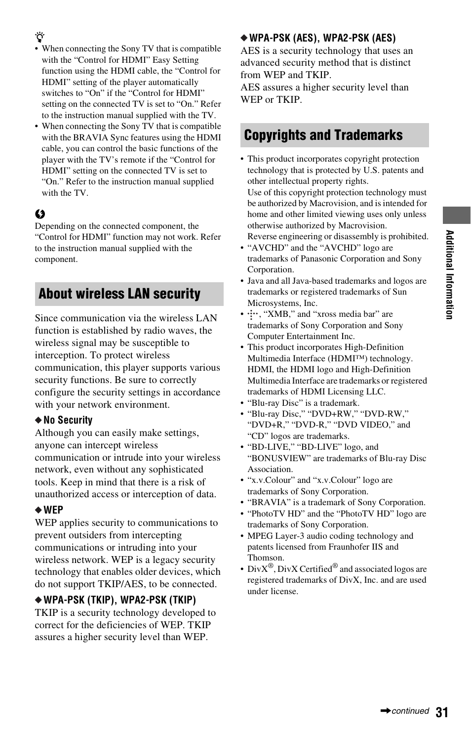 Sony 4-169-142-11(1) User Manual | Page 31 / 35