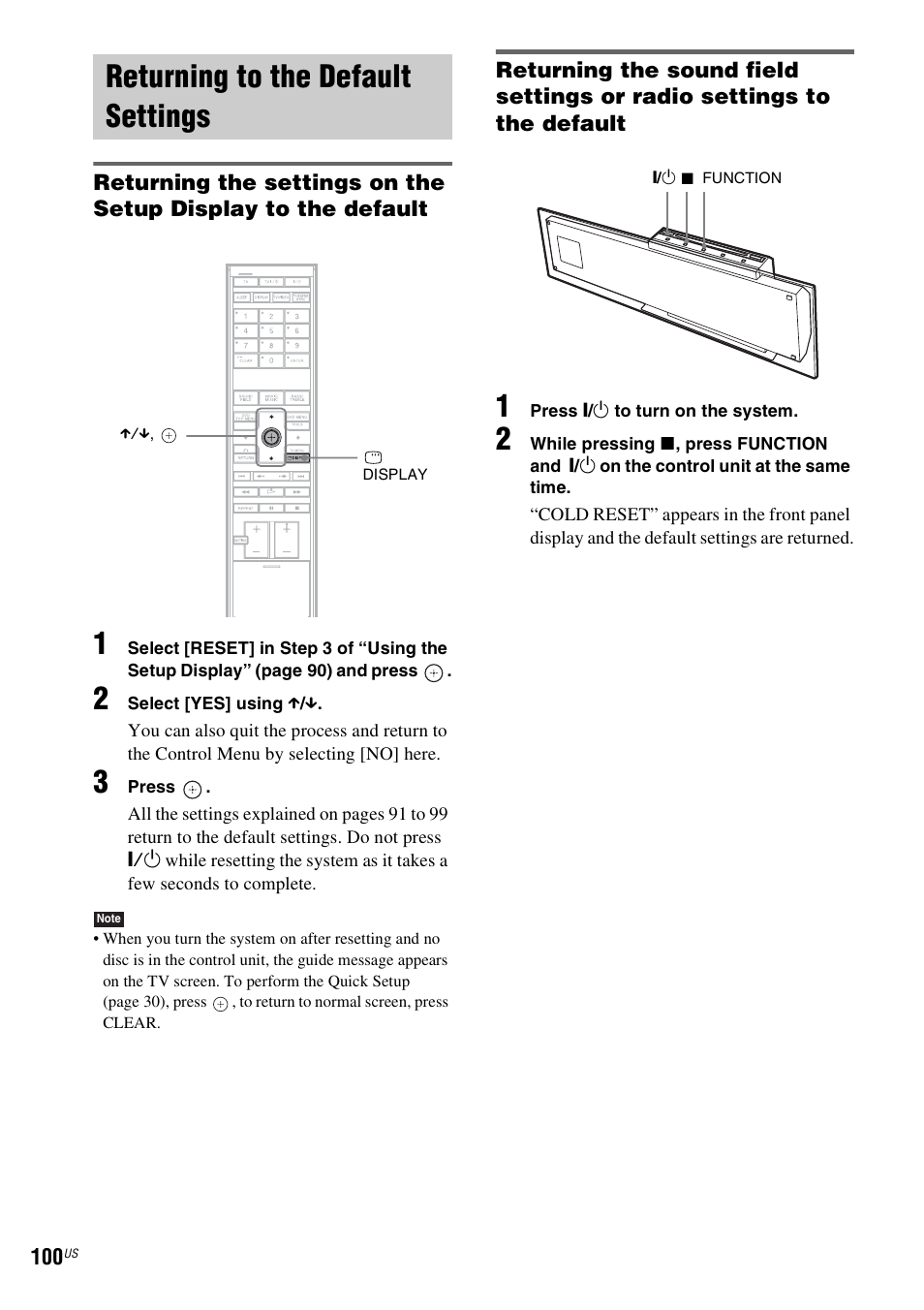 Returning to the default settings | Sony DAVLF1H User Manual | Page 100 / 127