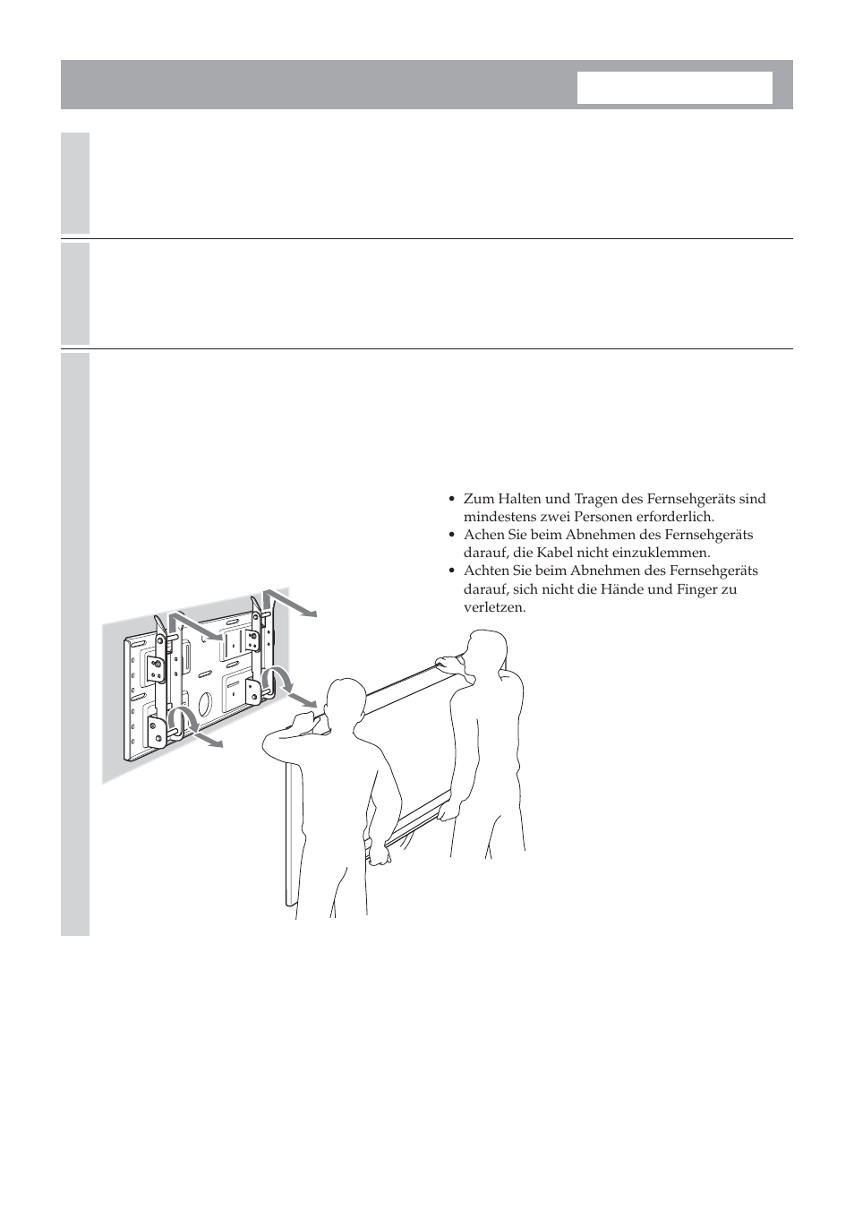 Abnehmen des fernsehgeräts | Sony SU-LW1 User Manual | Page 60 / 264