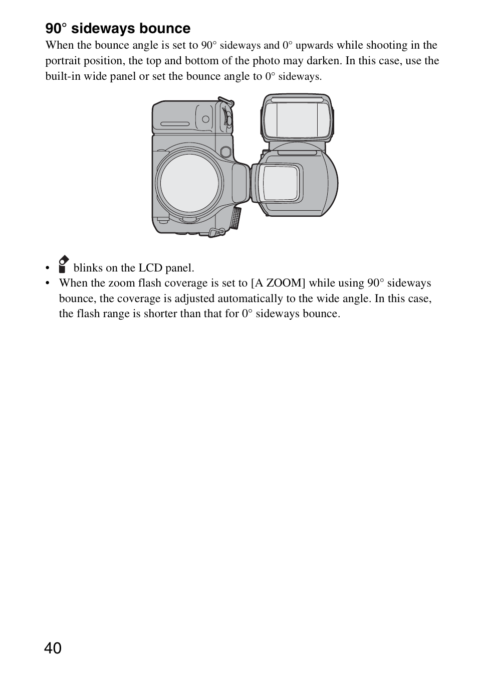 90° sideways bounce | Sony 4-183-746-11(1) User Manual | Page 40 / 88