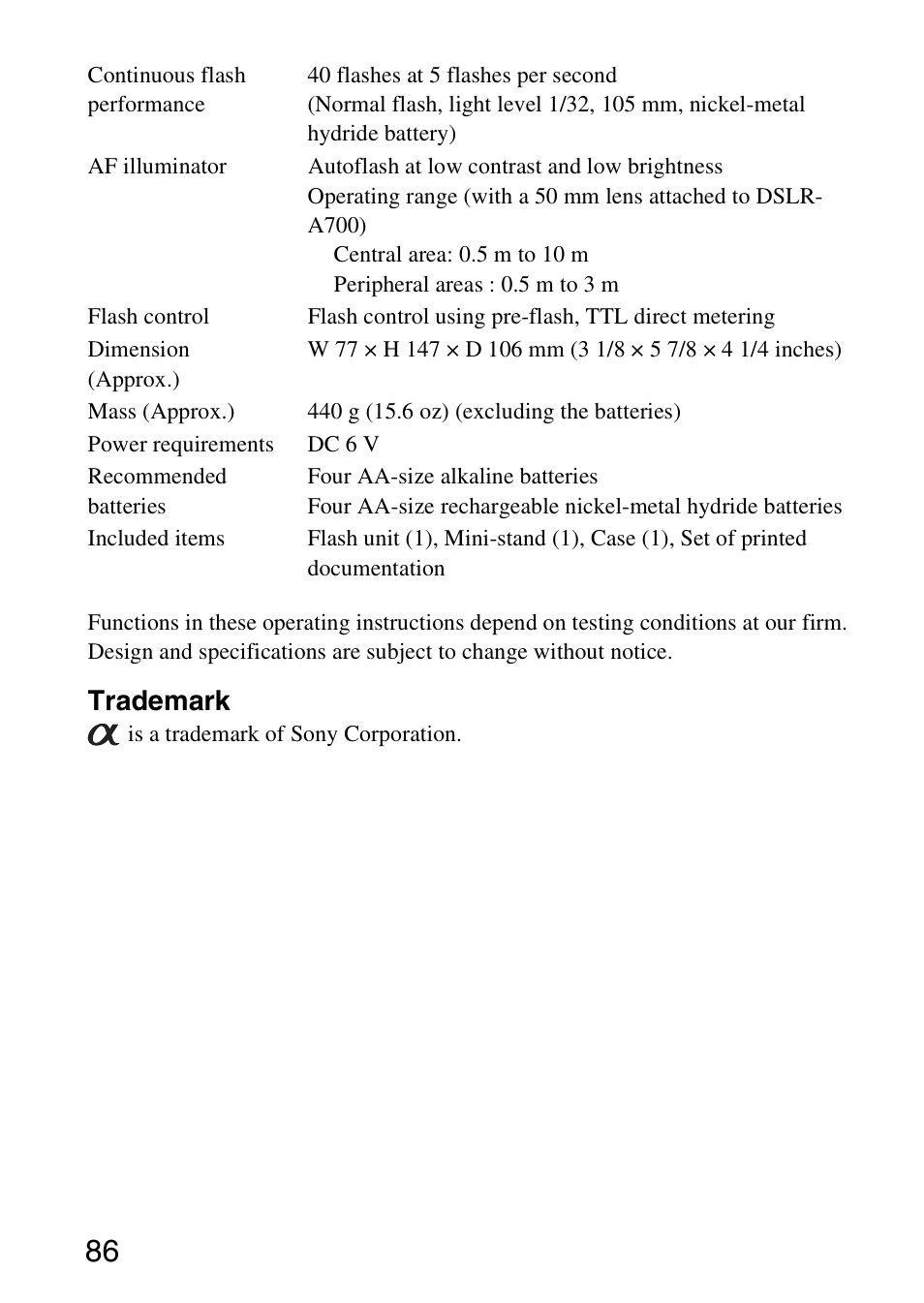 Trademark | Sony 4-183-746-11(1) User Manual | Page 86 / 88