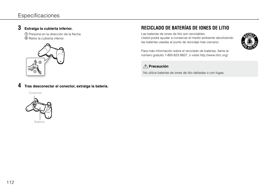 Especificaciones | Sony 120-250GB Playstation 3 CECH-2101A User Manual | Page 112 / 120