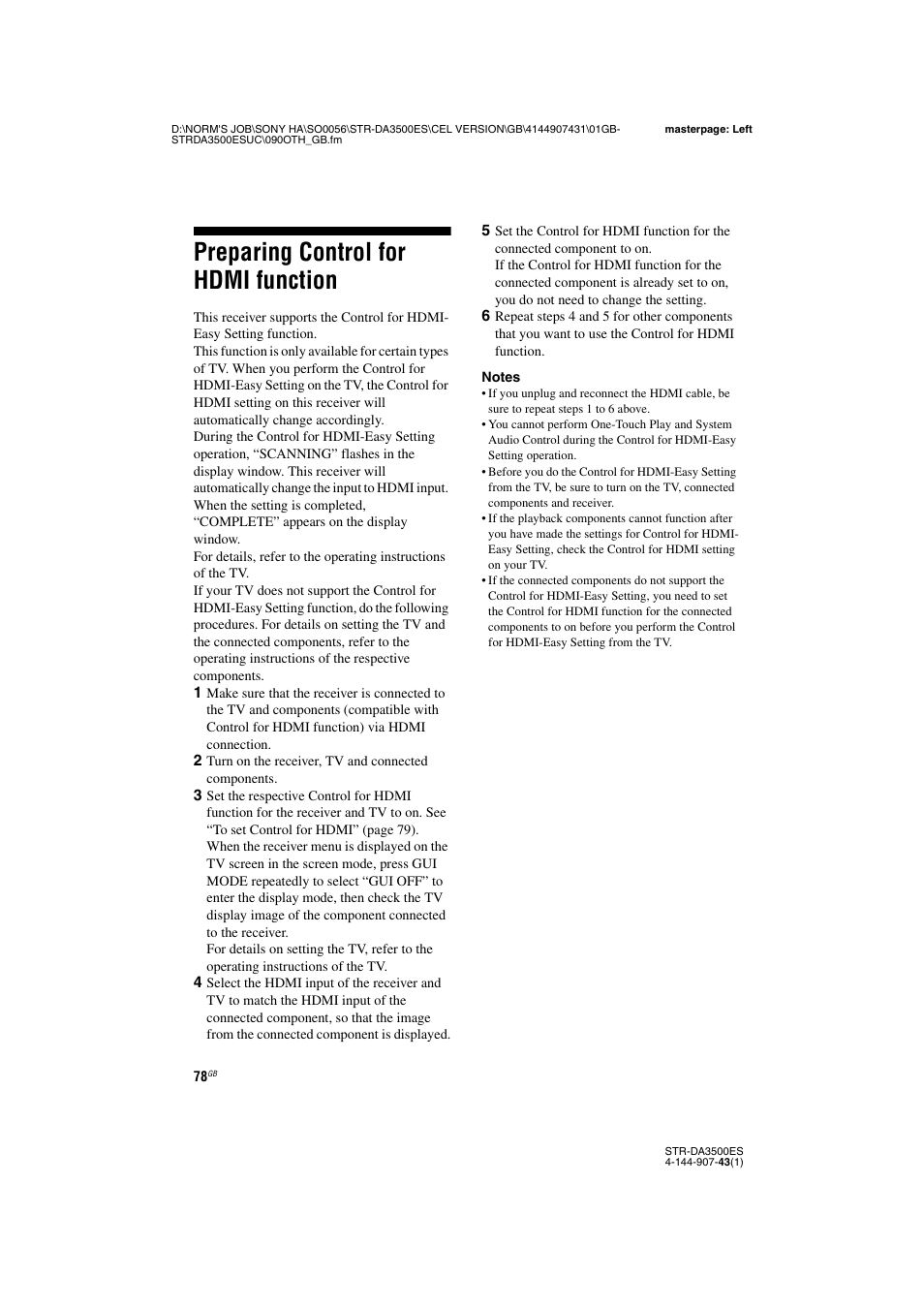 Preparing control for hdmi function | Sony 4-144-907-43(1) User Manual | Page 78 / 136