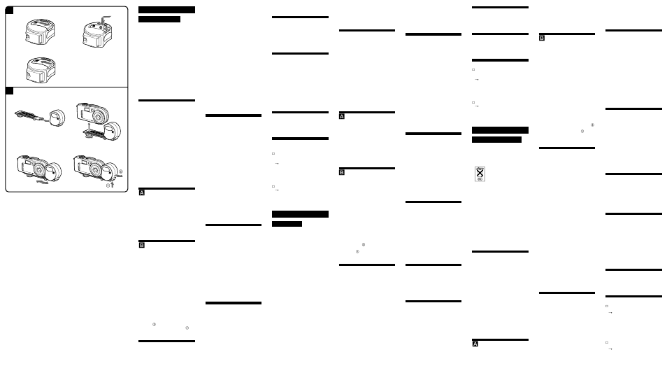 Características del flash subordinado, A inserción de la pila, B fijación del flash subordinado | Utilización del flash subordinado, Notas, Distancia recomendada, Lámpara indicadora de flash dispuesto (ready), Mantenimiento, Especificaciones principales, Accesorios | Sony HVL-FSL1 User Manual | Page 2 / 2