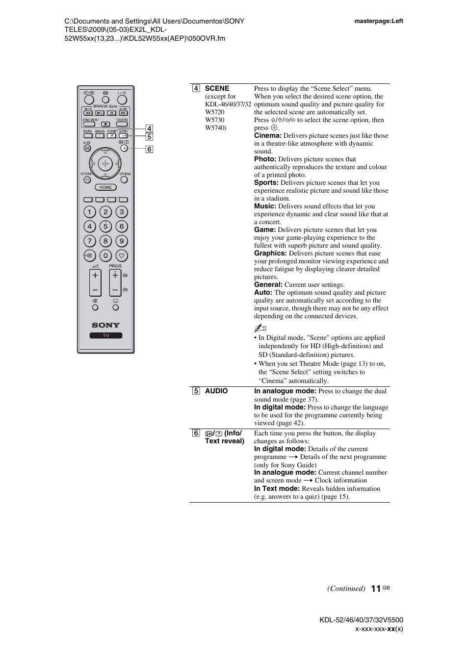 Sony BRAVIA KDL-32E55xx User Manual | Page 11 / 55