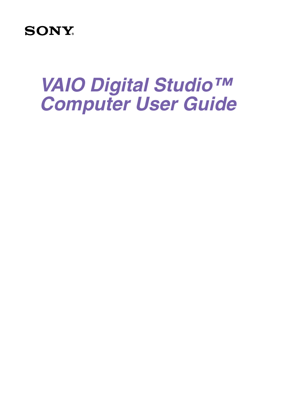 Sony VAIO Digital Studio User Manual | 93 pages