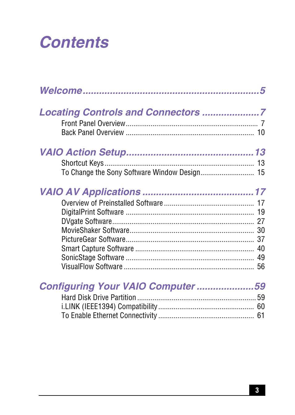 Sony VAIO Digital Studio User Manual | Page 3 / 93