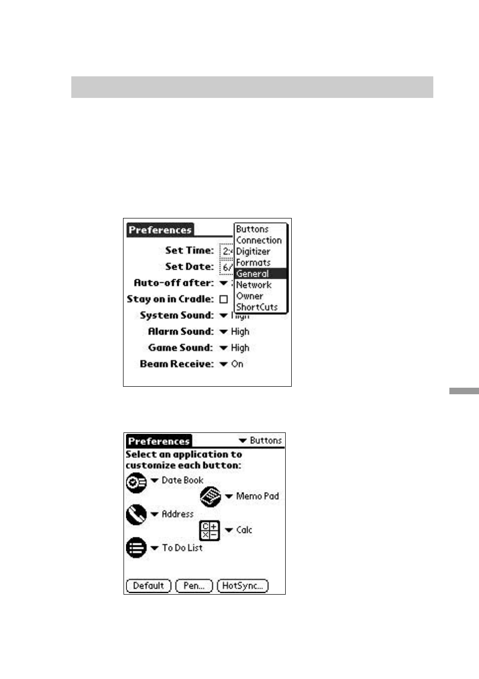 Assigning applications to buttons | Sony PEG-S300 User Manual | Page 153 / 192