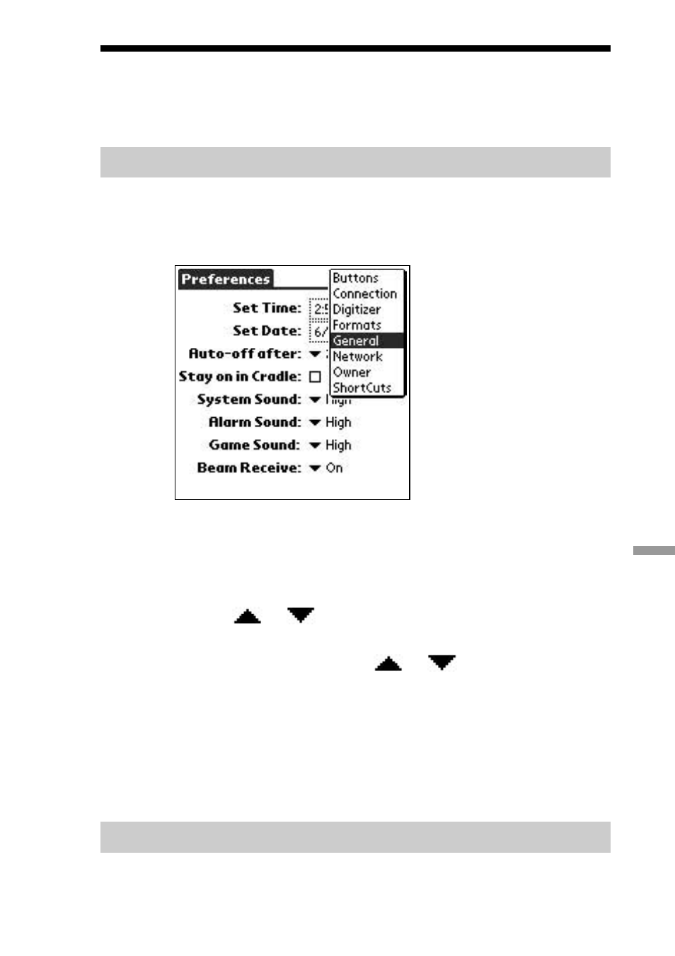 Setting the general preferences, To set the time, To set the date | Sony PEG-S300 User Manual | Page 163 / 192