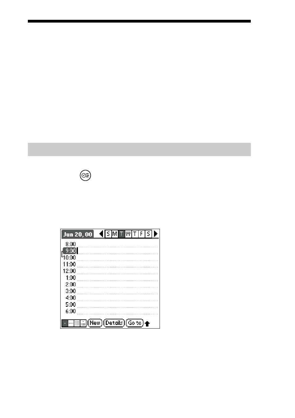 Scheduling events, To schedule a timed event for the current date | Sony PEG-S300 User Manual | Page 26 / 192