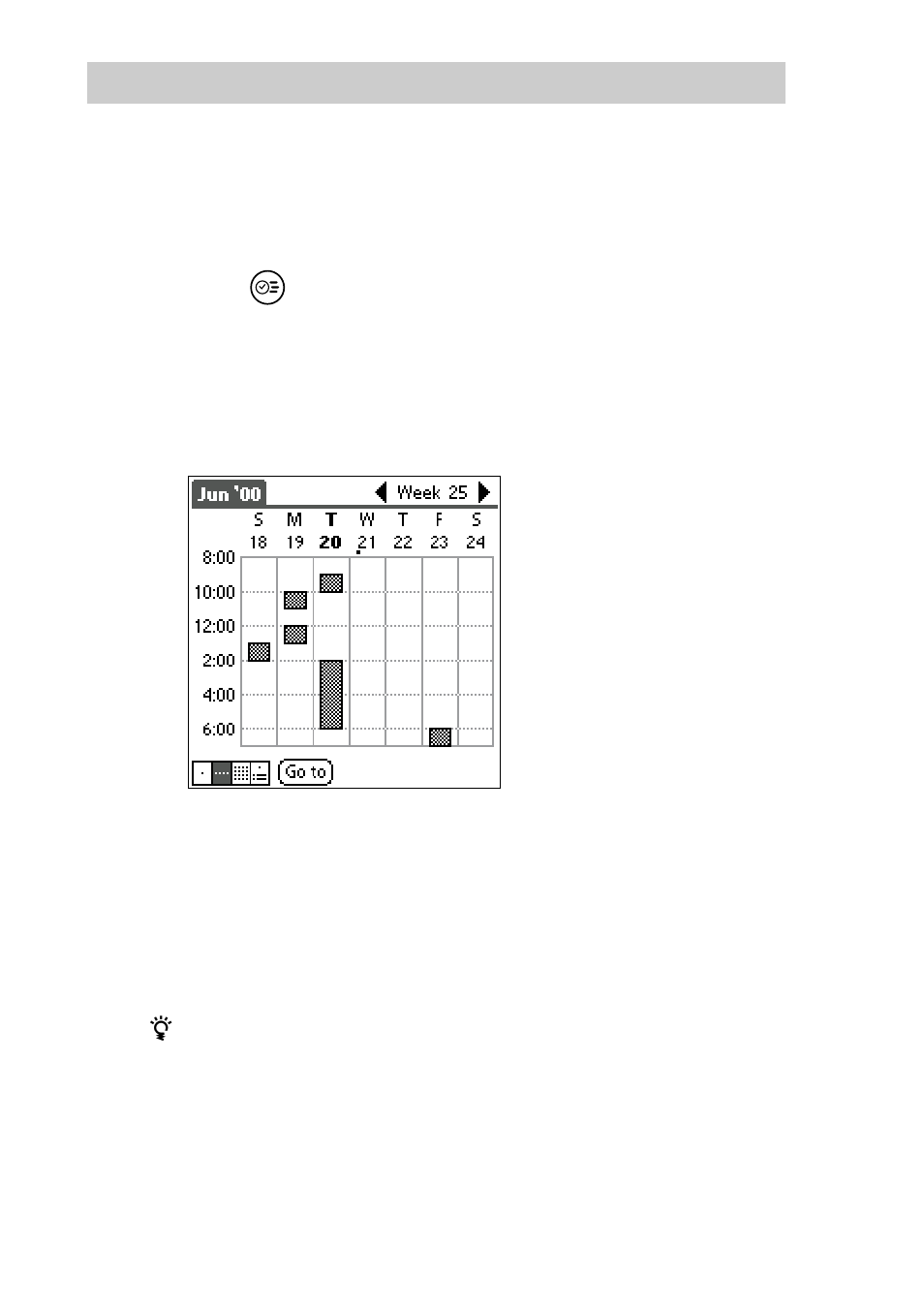 Working in week view, 34 working in week view | Sony PEG-S300 User Manual | Page 34 / 192