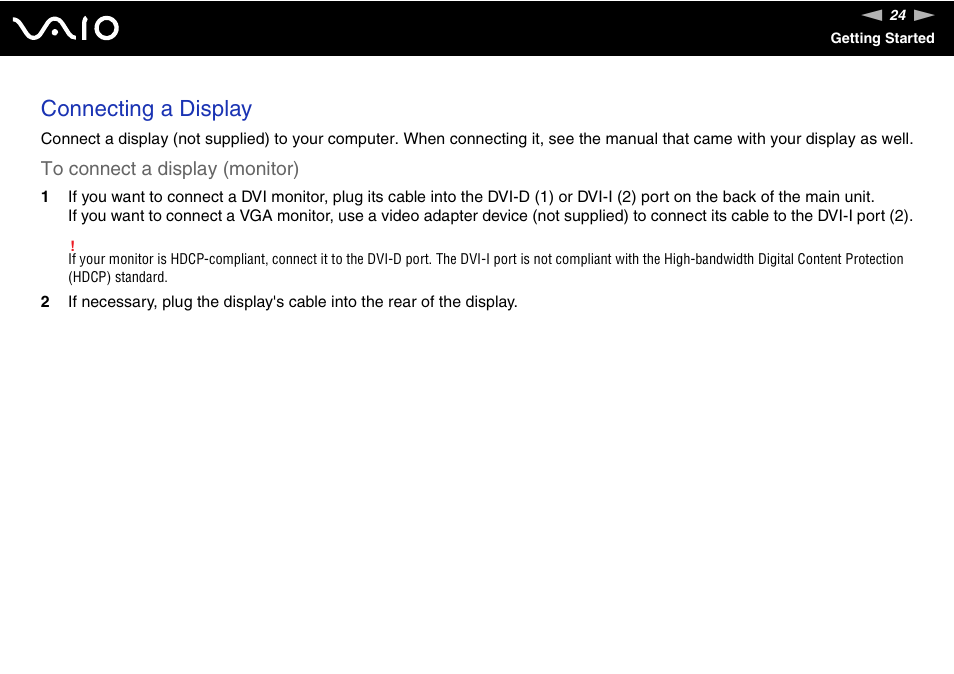 Connecting a display | Sony VGC-RM1 User Manual | Page 24 / 170