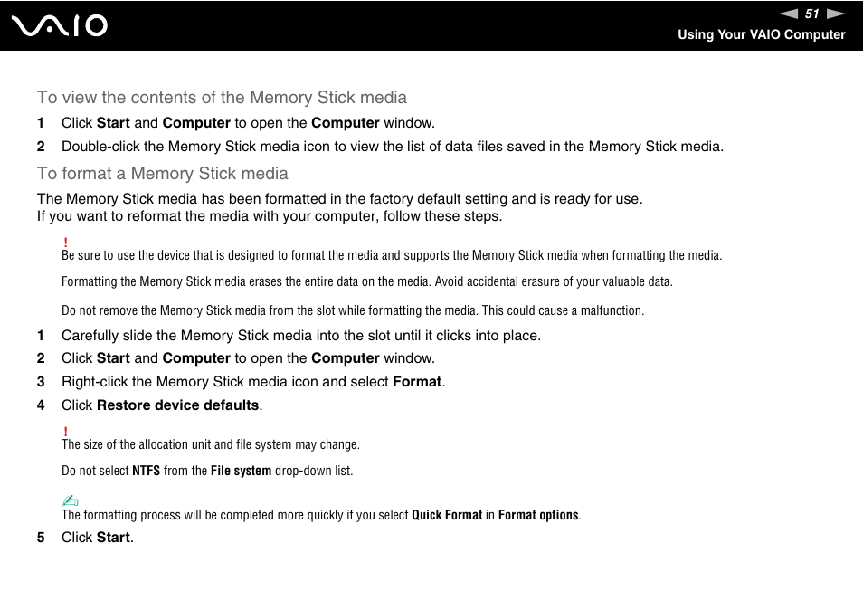 Sony VGC-RM1 User Manual | Page 51 / 170