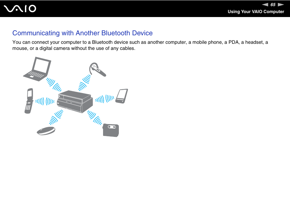 Communicating with another bluetooth device | Sony VGC-RM1 User Manual | Page 65 / 170